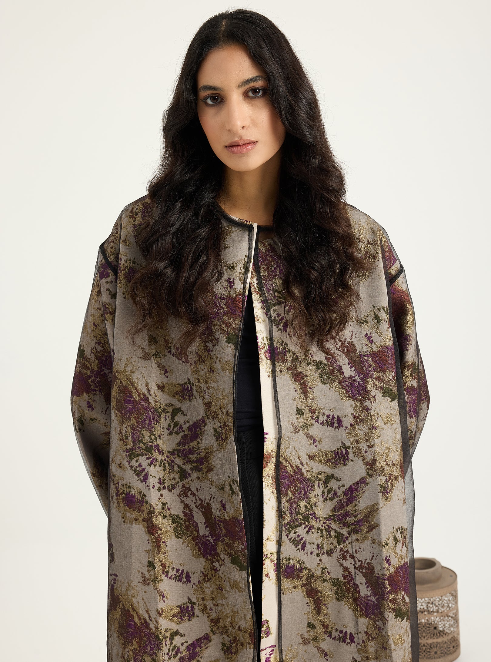 Two-Piece Double Layer jaquarde Organze Abaya - Store WF