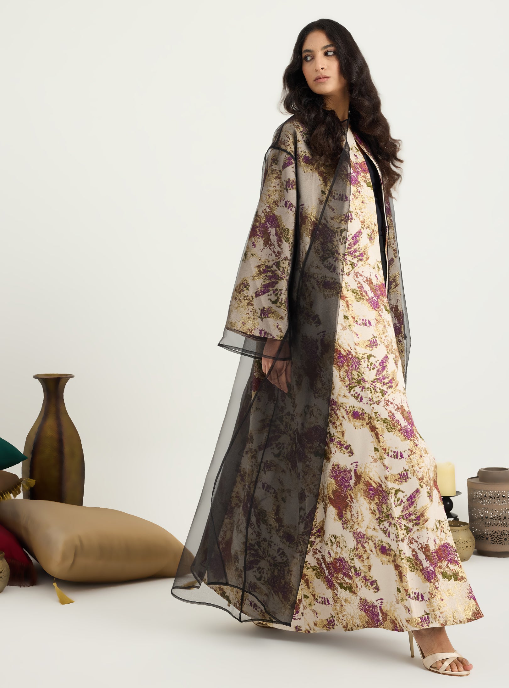 Two-Piece Double Layer jaquarde Organze Abaya - Store WF