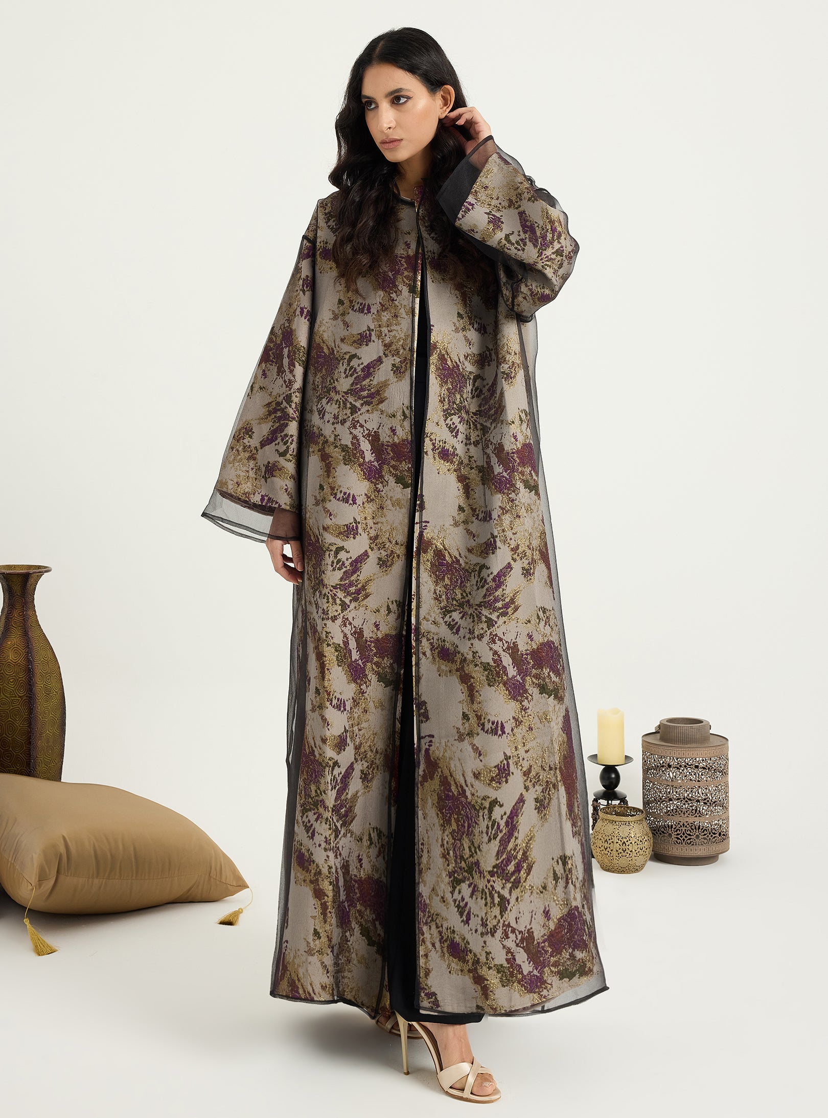 Two-Piece Double Layer jaquarde Organze Abaya - Store WF