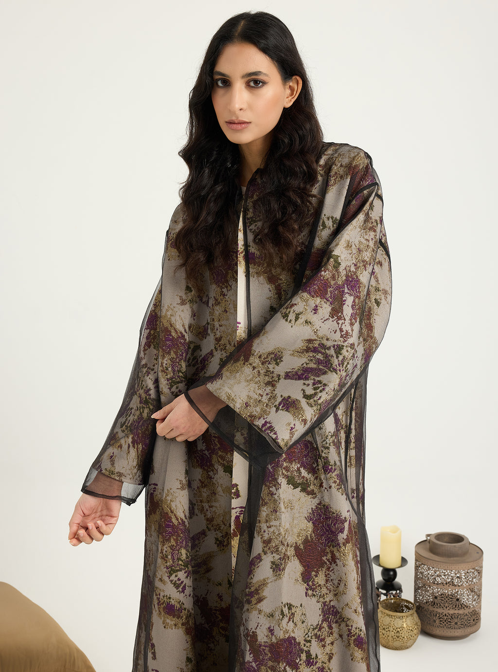 Two-Piece Double Layer jaquarde Organze Abaya - Store WF