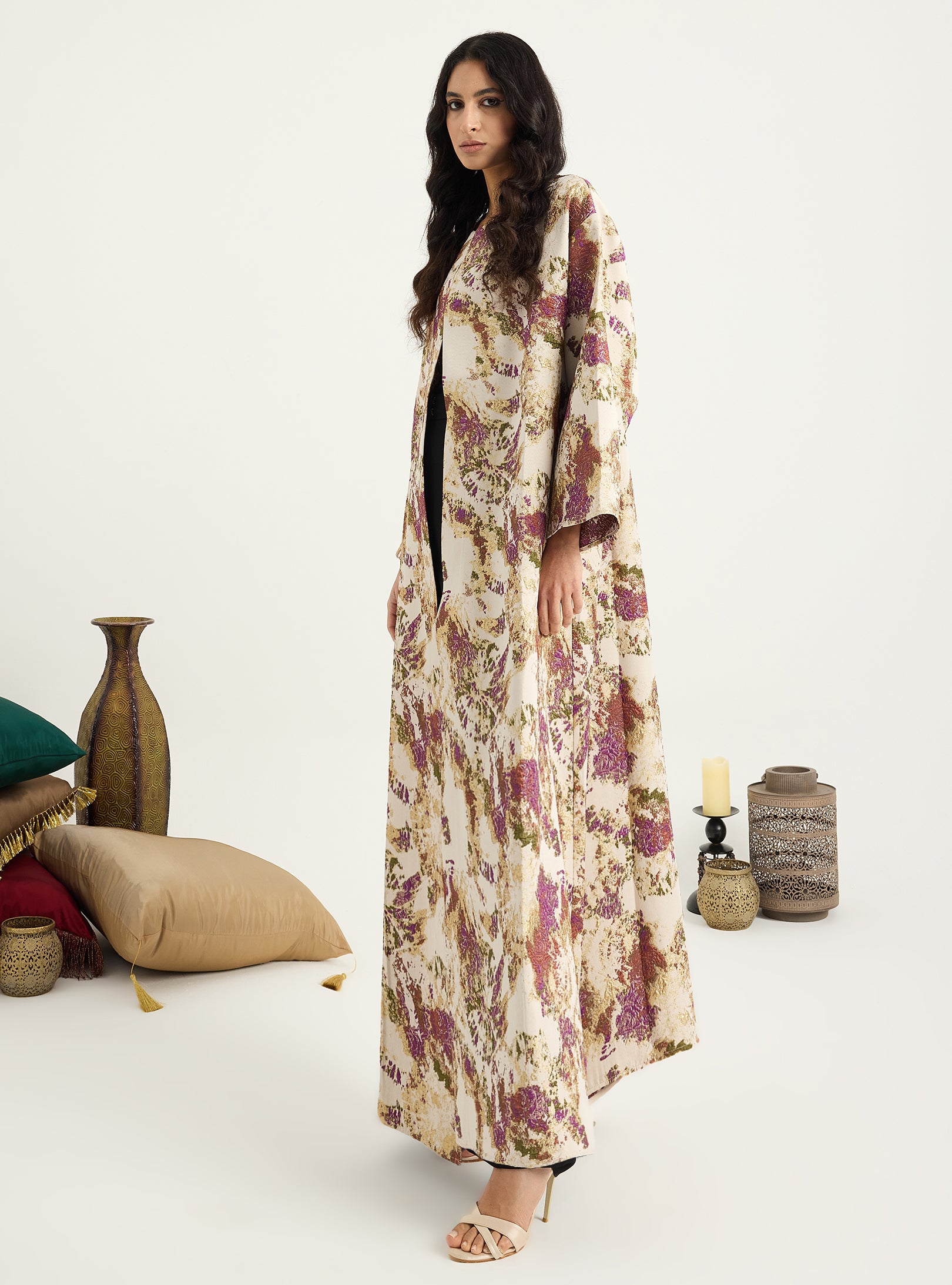 Two-Piece Double Layer jaquarde Organze Abaya - Store WF