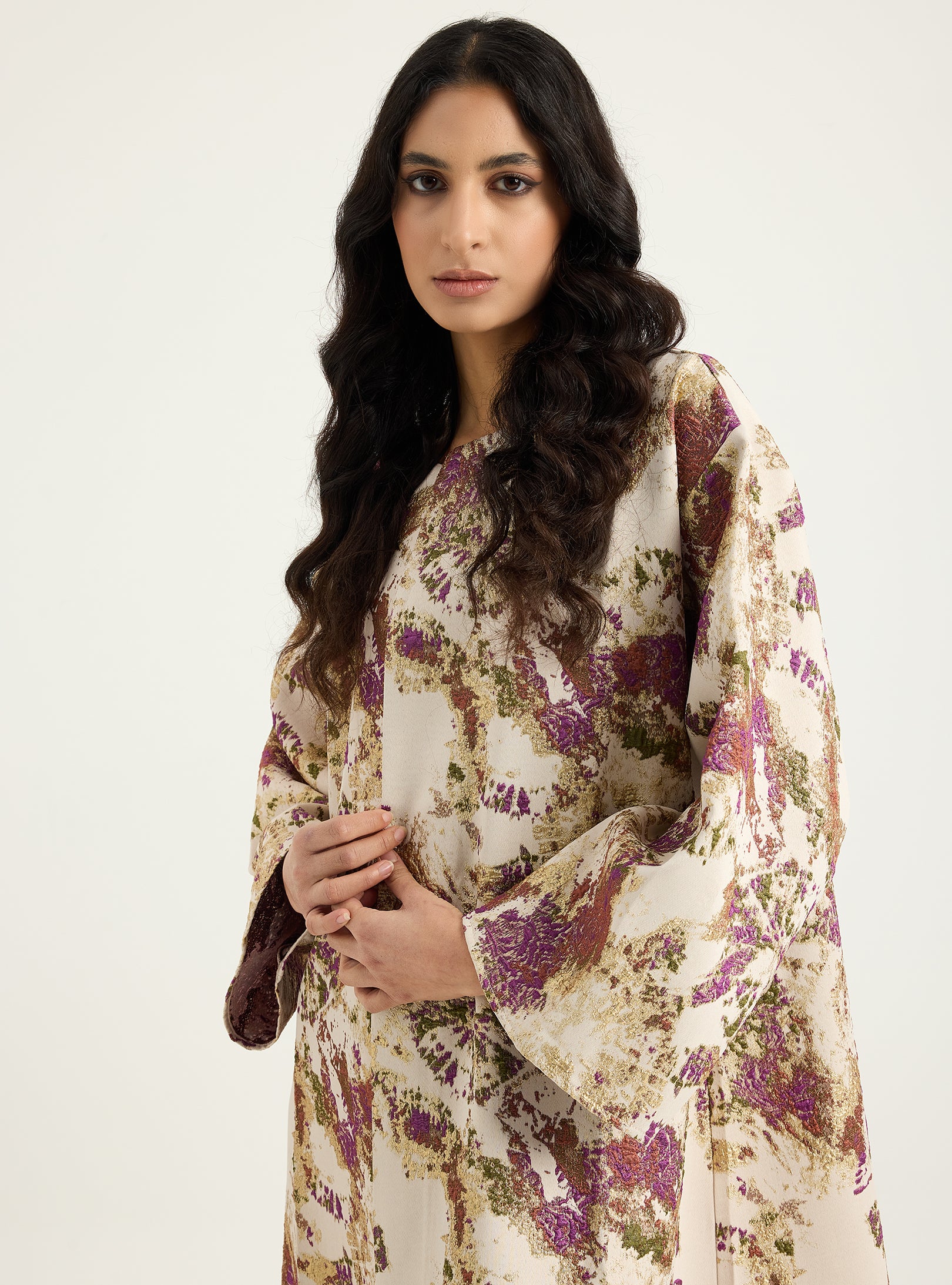 Two-Piece Double Layer jaquarde Organze Abaya - Store WF