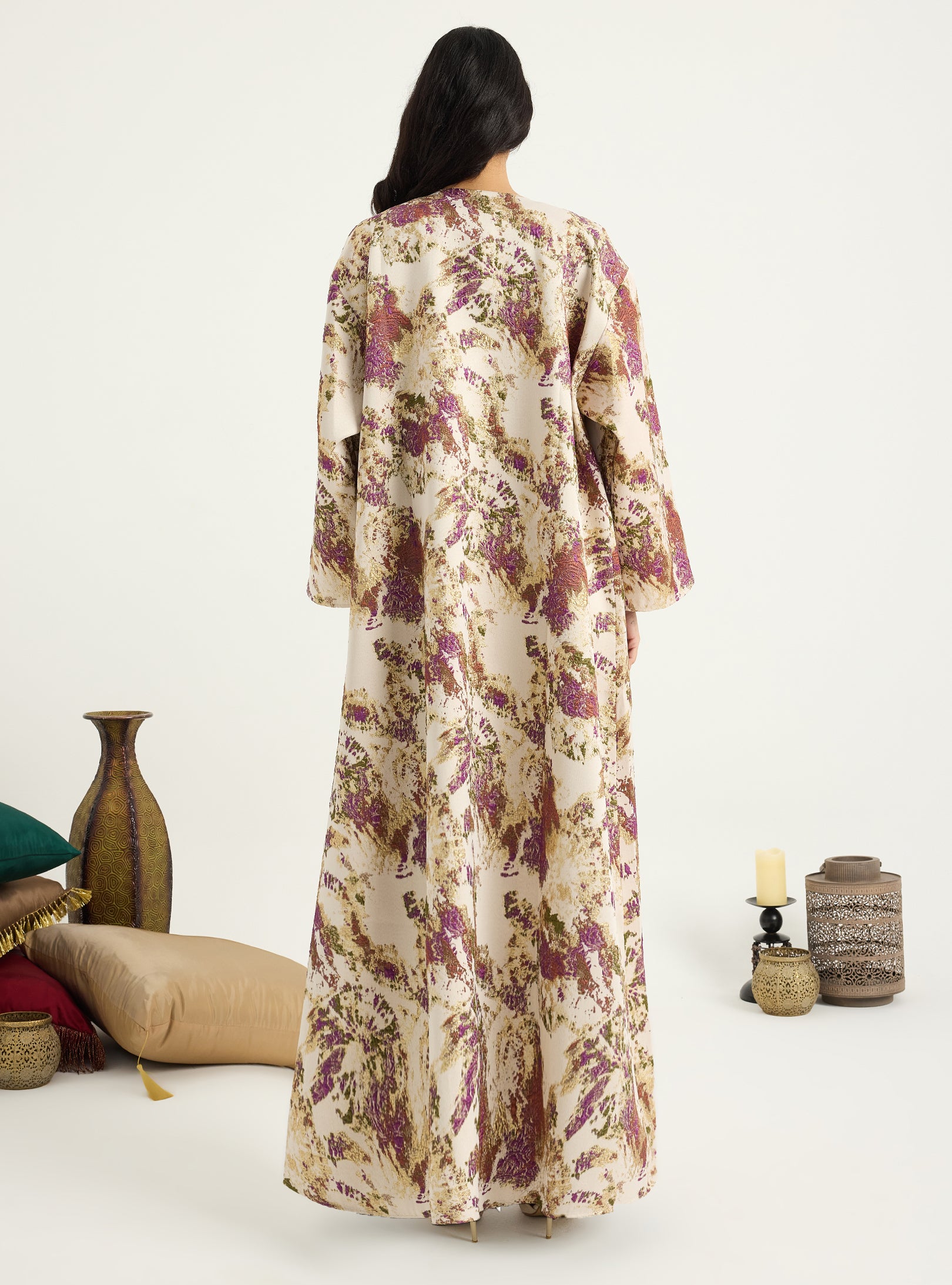 Two-Piece Double Layer jaquarde Organze Abaya - Store WF