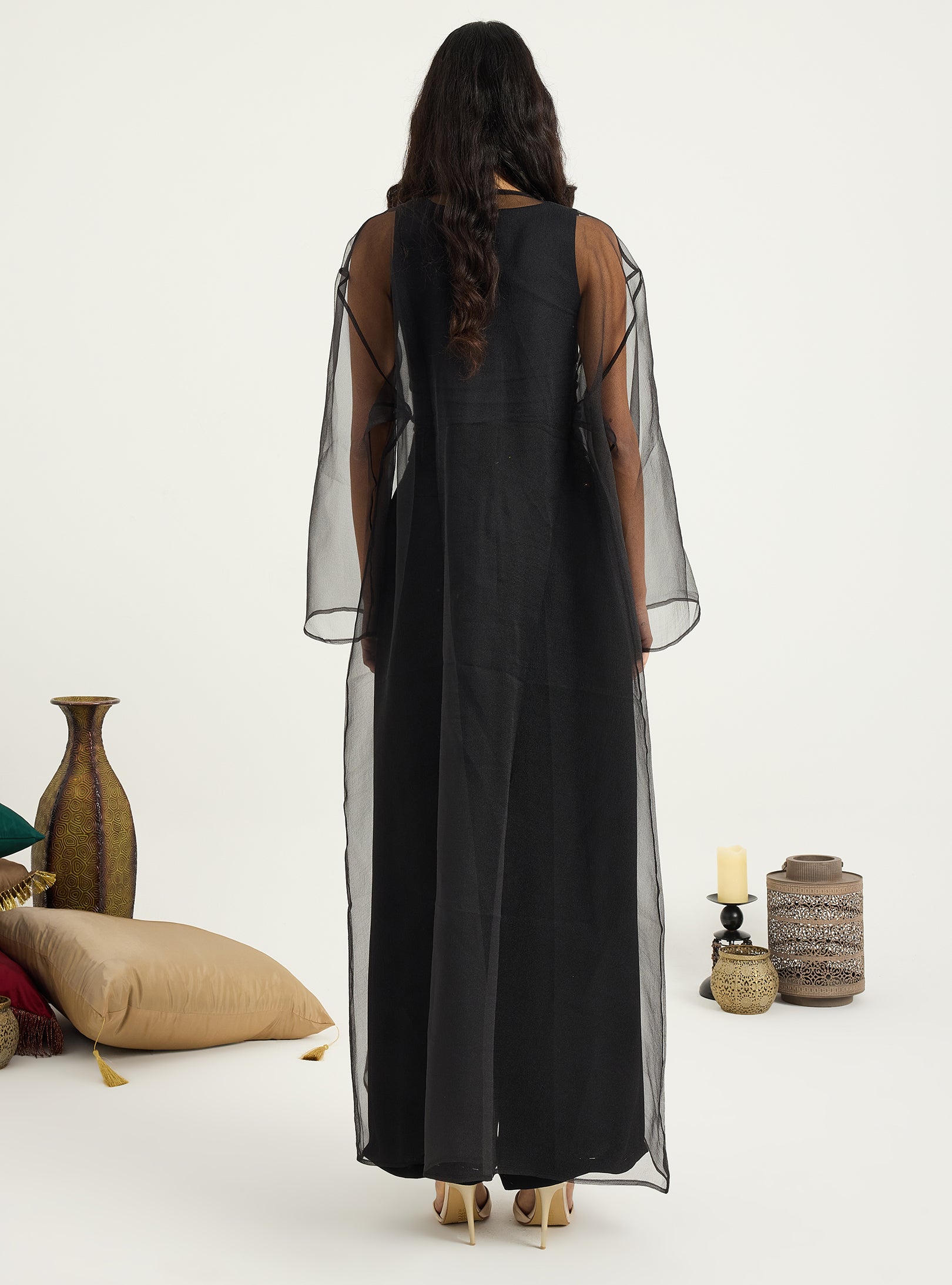 Two-Piece Double Layer jaquarde Organze Abaya - Store WF