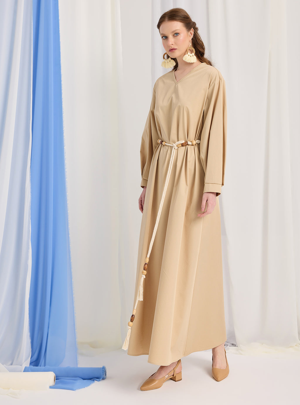 100% Cotton Poplin Belted Dress - Store WF