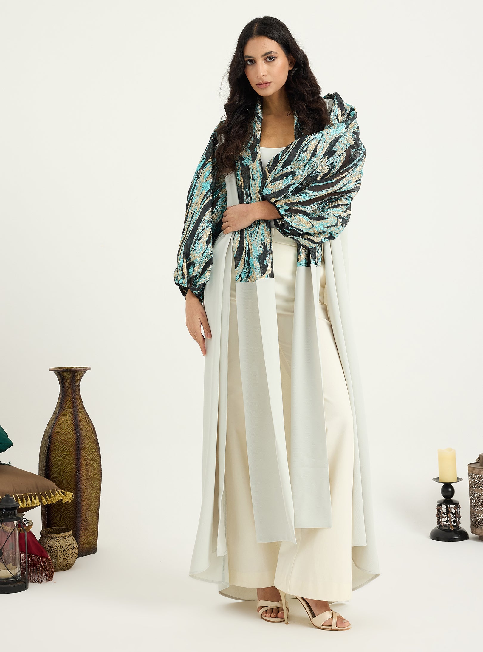 Metallic jacquard Abaya Kaftan - Store WF