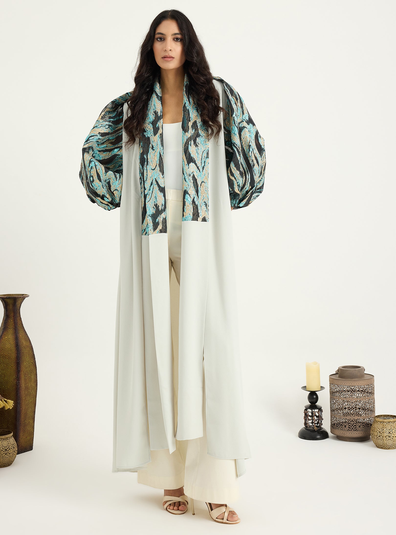 Metallic jacquard Abaya Kaftan - Store WF