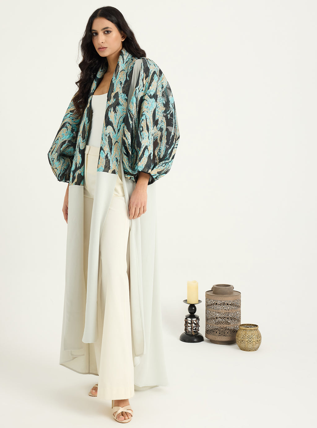 Metallic jacquard Abaya Kaftan - Store WF
