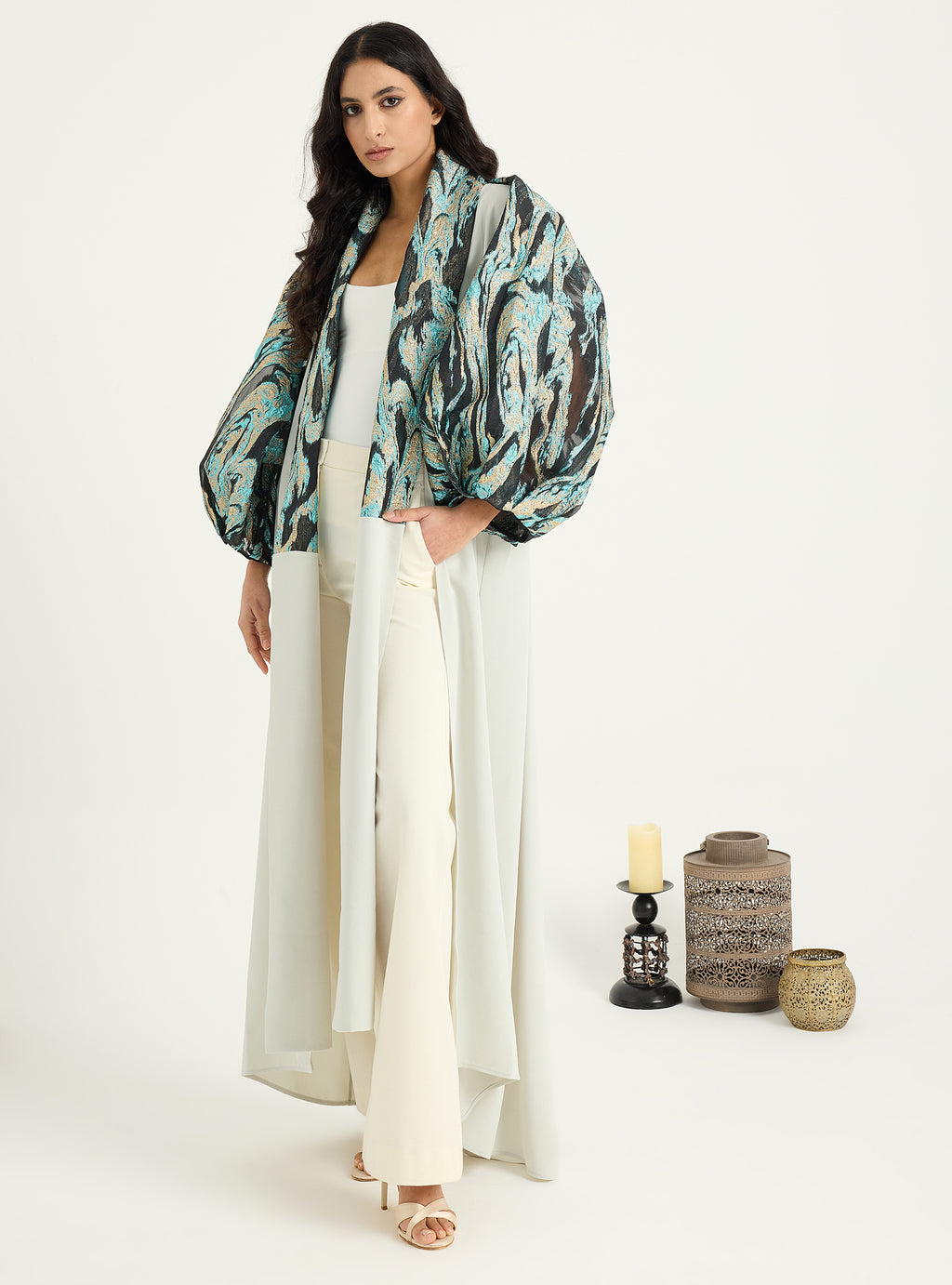 Metallic jacquard Abaya Kaftan - Store WF