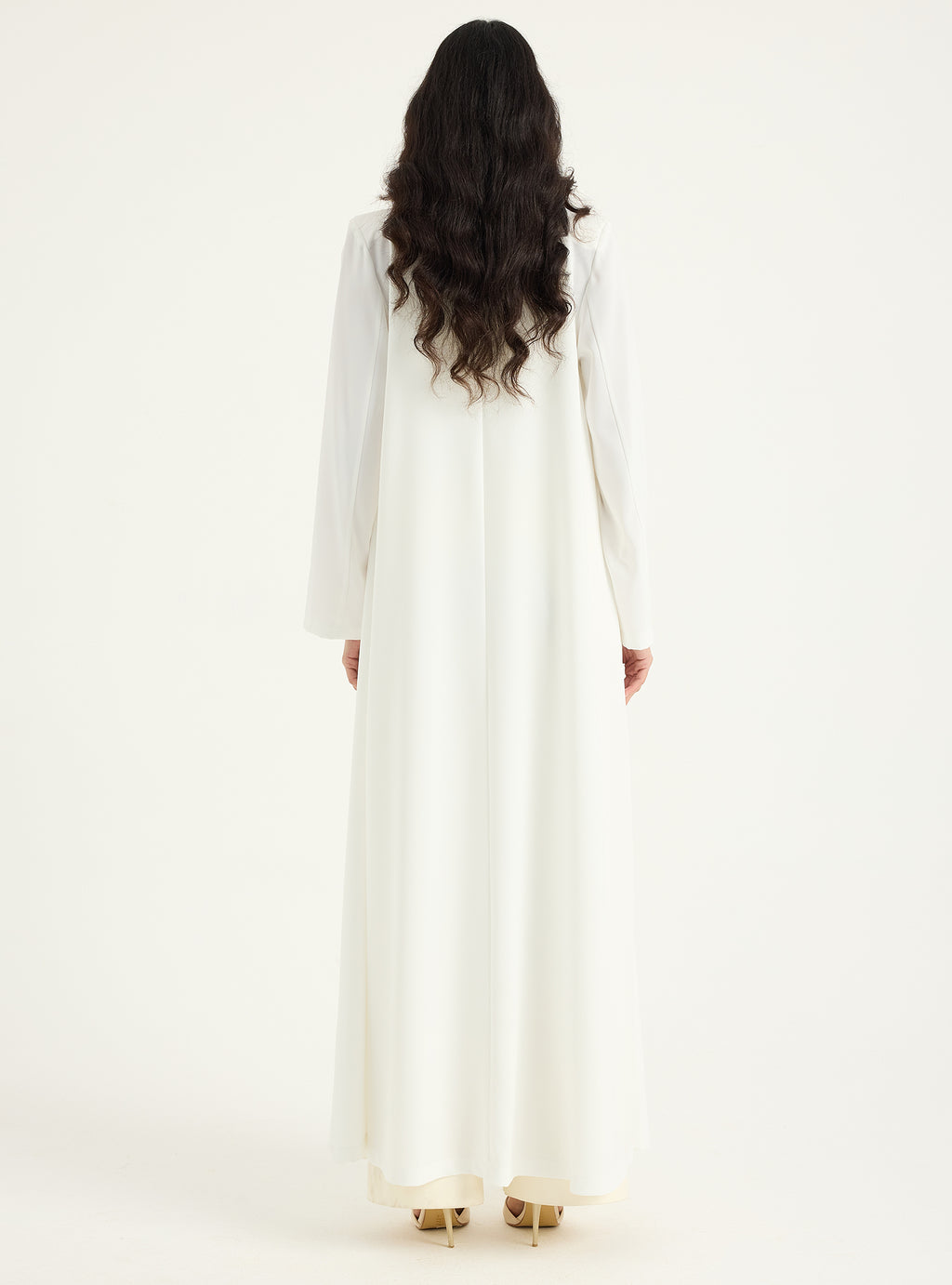 Silver Embellishment white Jacket Abaya - Store WF