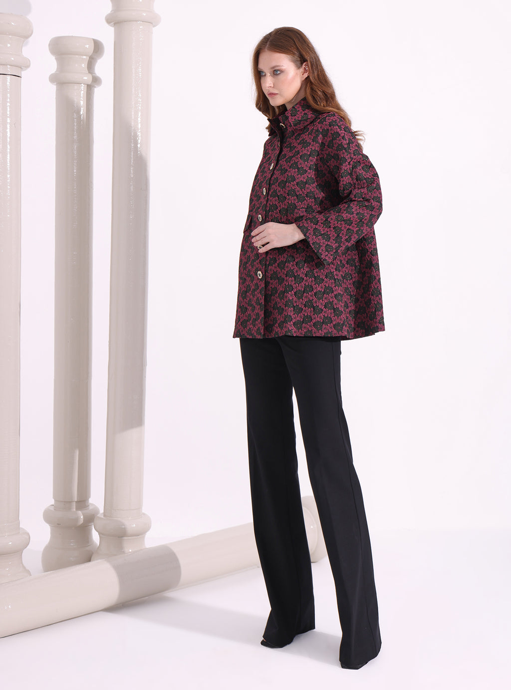 Burgendy Jacquard Jacket - Store WF