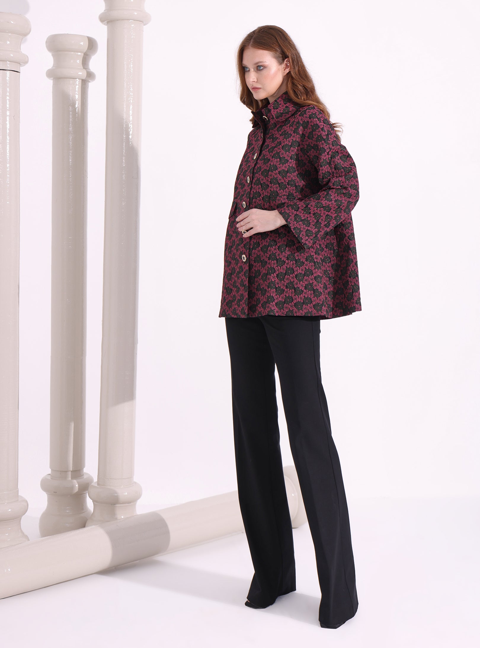 Burgendy Jacquard Jacket - Store WF