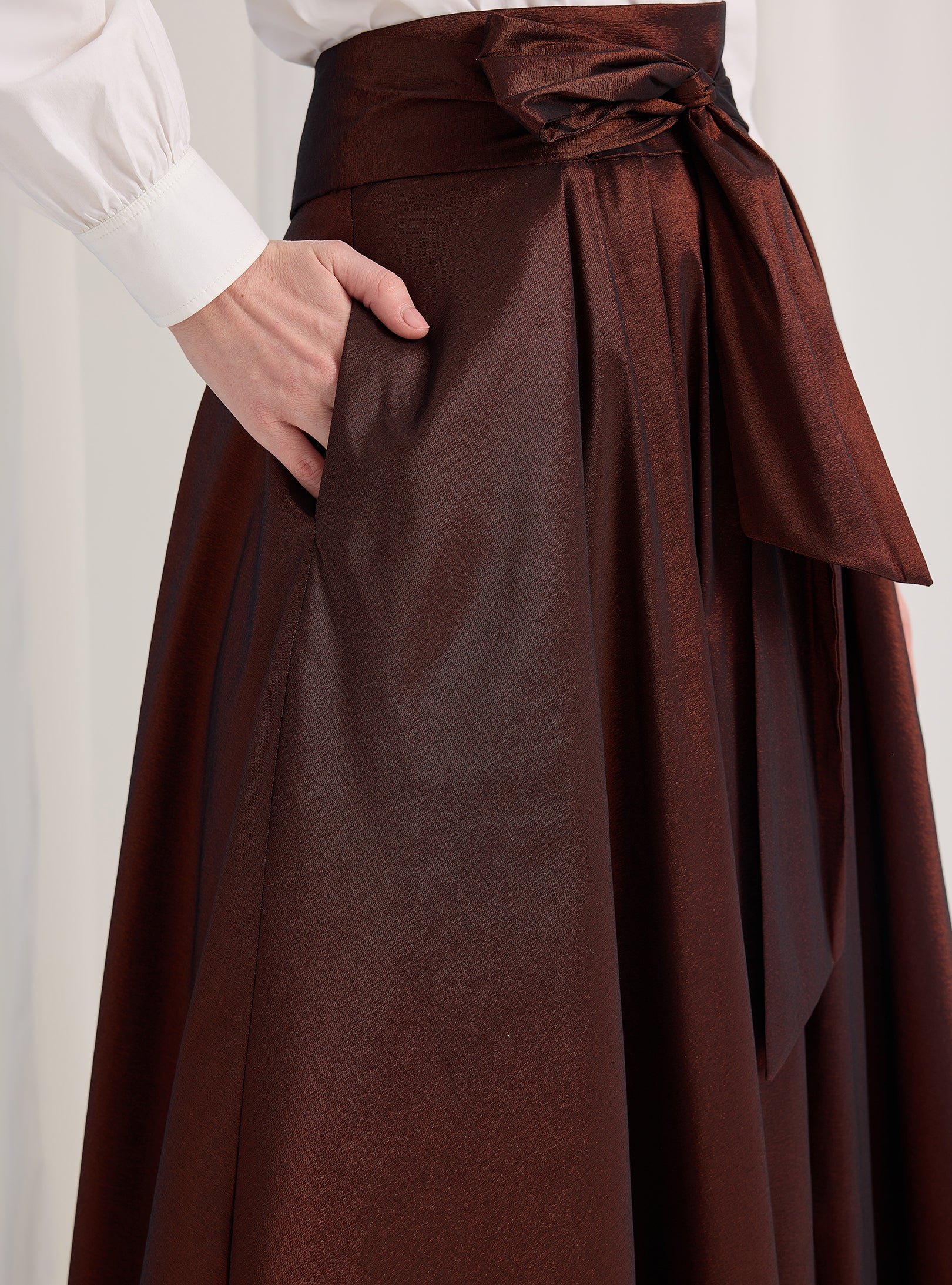 Bronze Metallic Taffeta Maxi Skirt - Store WF