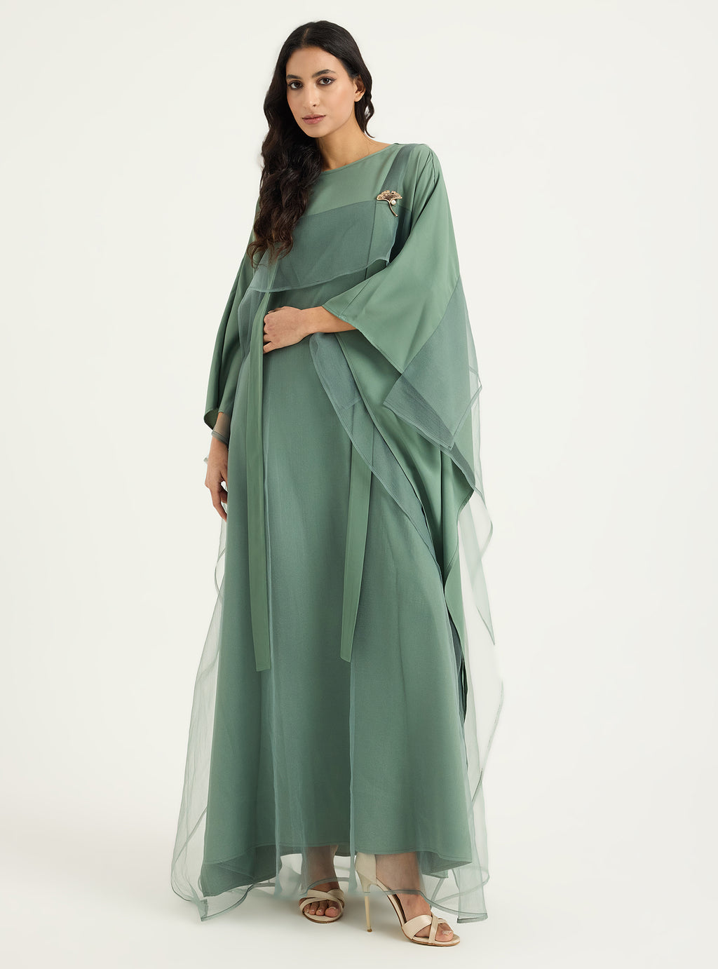 Mint Organza Double Layer Kaftan Dress - Store WF