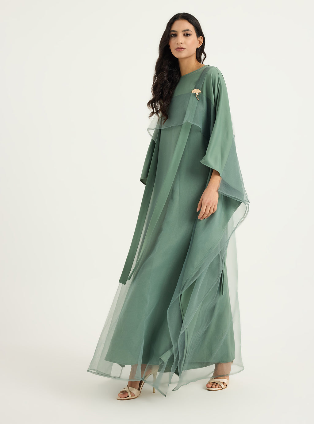 Mint Organza Double Layer Kaftan Dress - Store WF