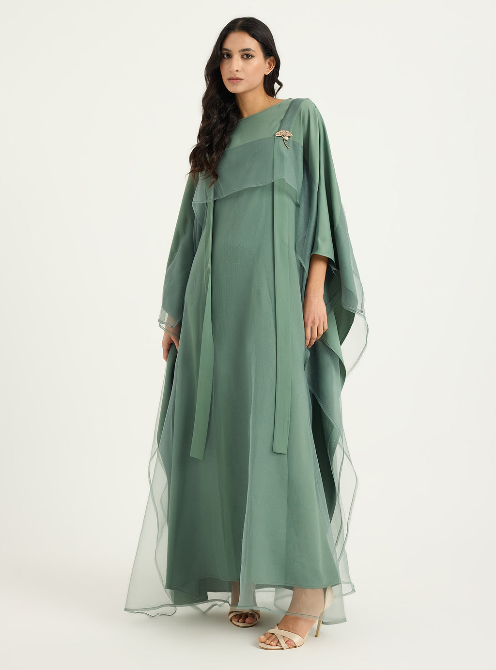 Mint Organza Double Layer Kaftan Dress - Store WF