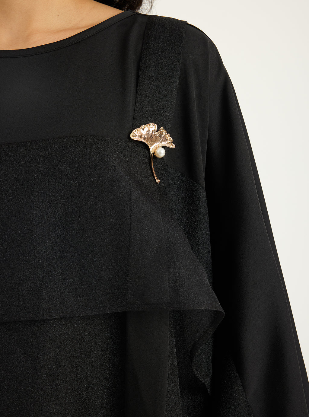 Black Organza Double Layer Kaftan Dress - Store WF