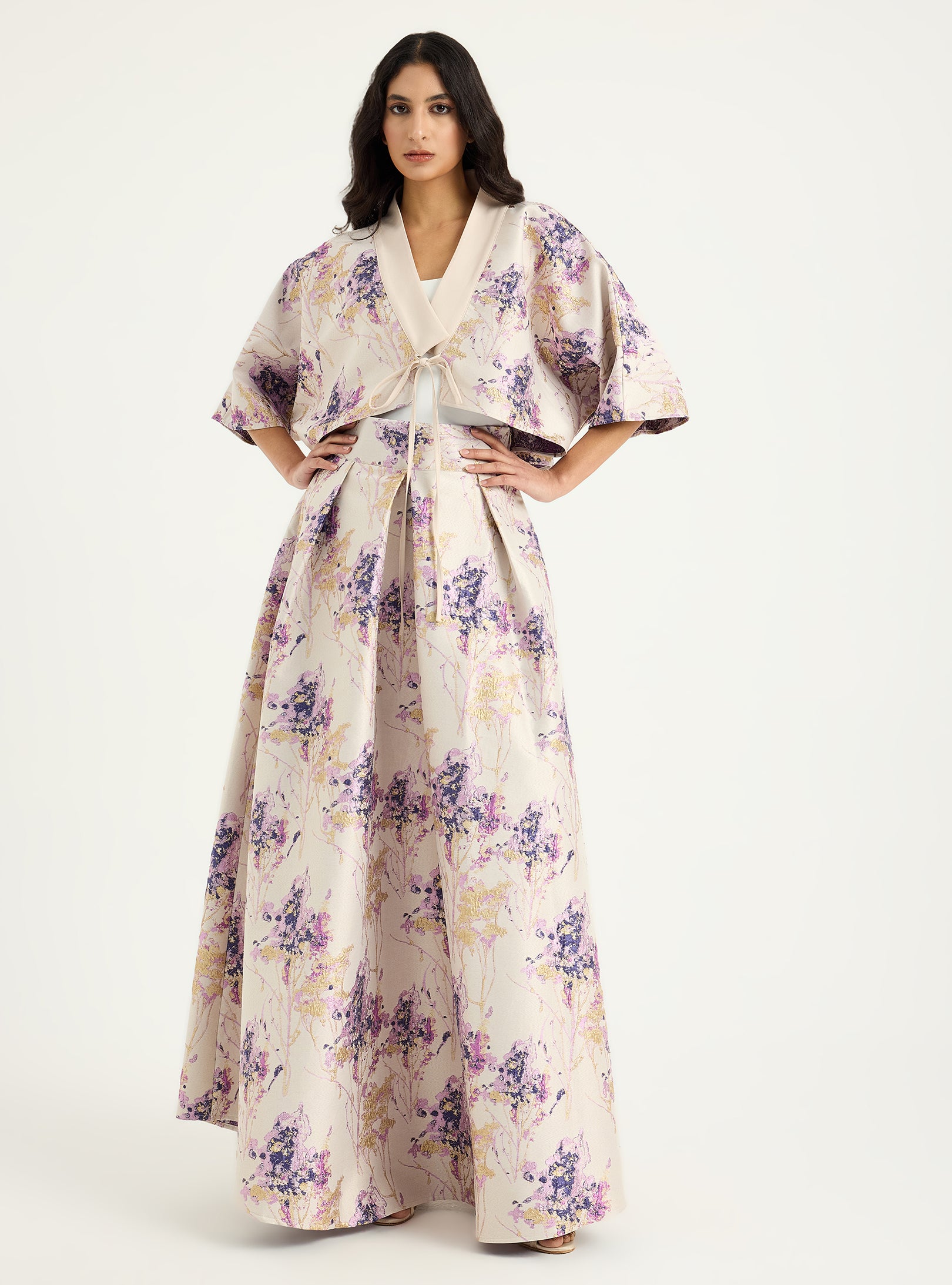 Floral Jacquard Jacket & Skirt Set - Store WF