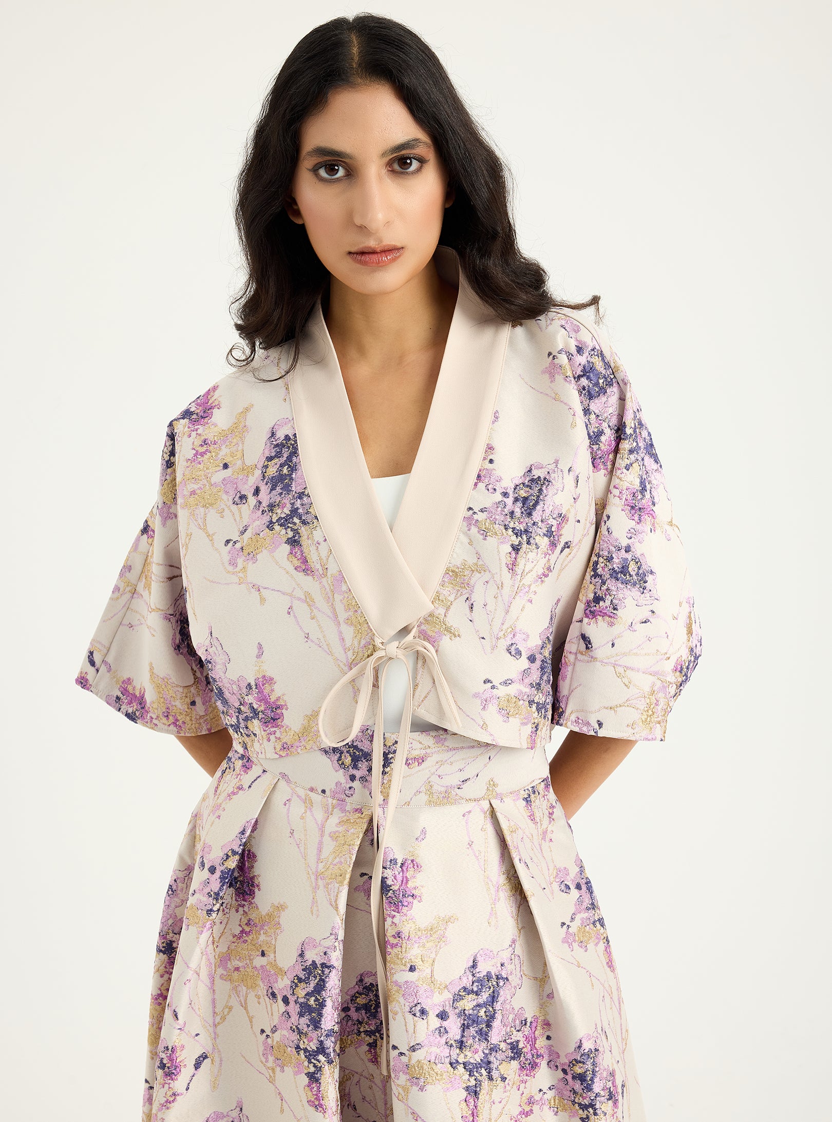 Floral Jacquard Jacket & Skirt Set - Store WF