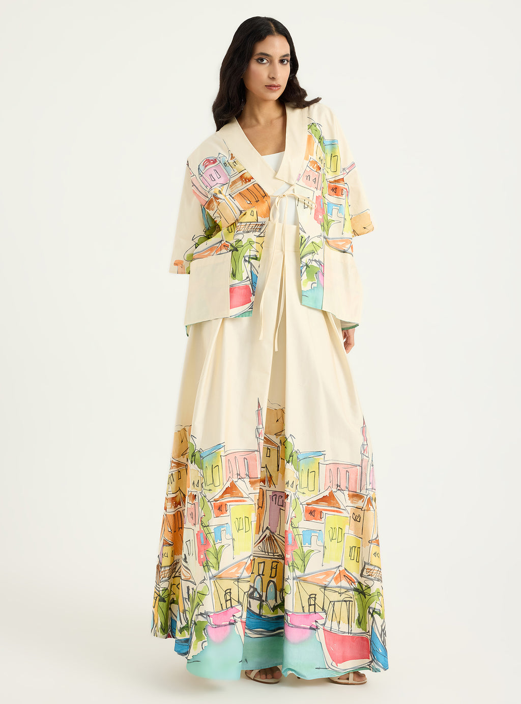 City Printed Cotton-poplin Jacket & Skirt Set - Store WF