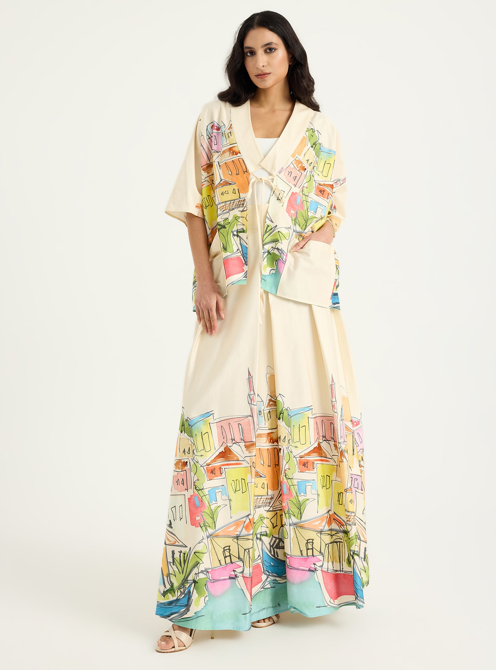 City Printed Cotton-poplin Jacket & Skirt Set - Store WF