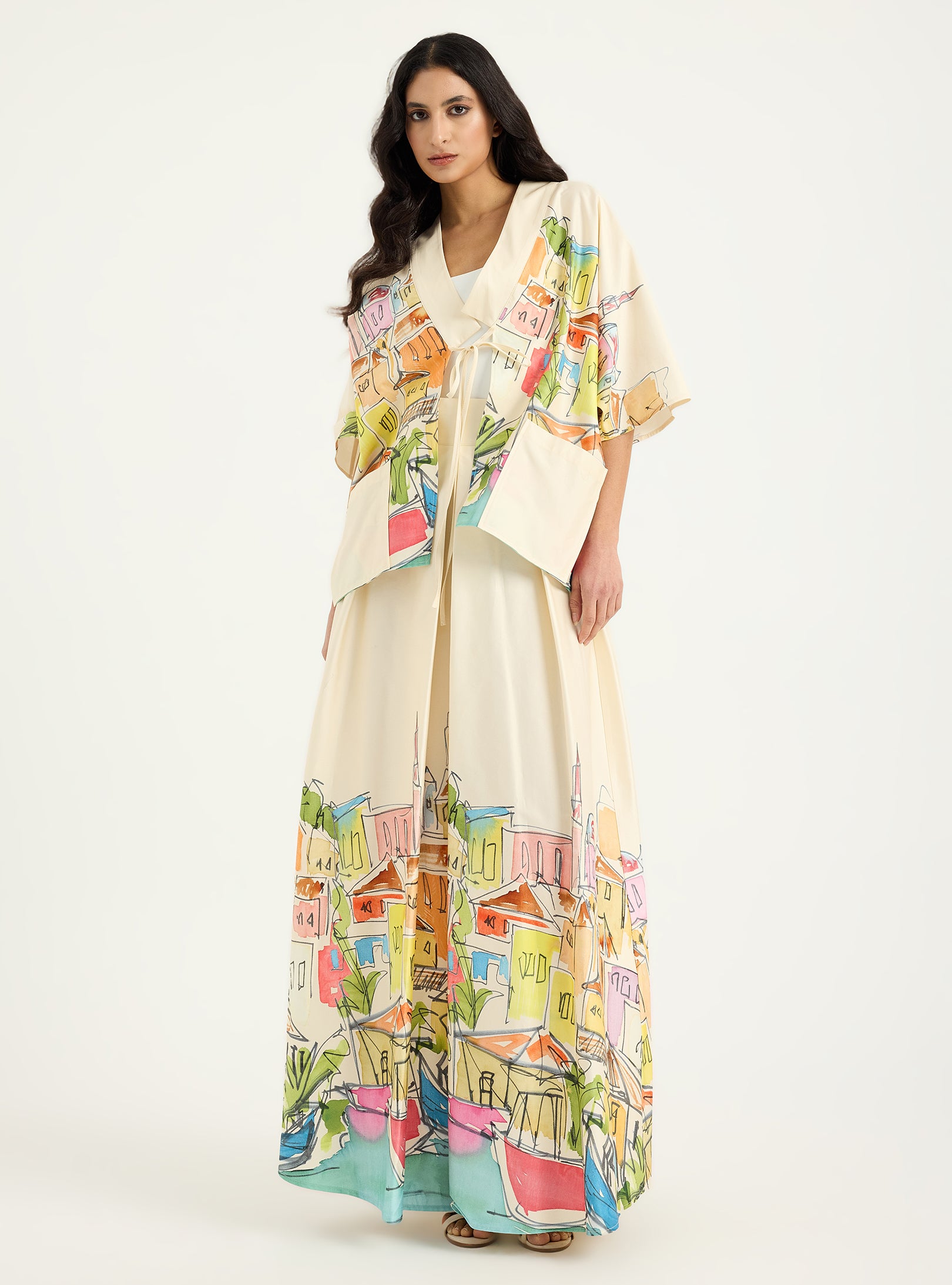 City Printed Cotton-poplin Jacket & Skirt Set - Store WF