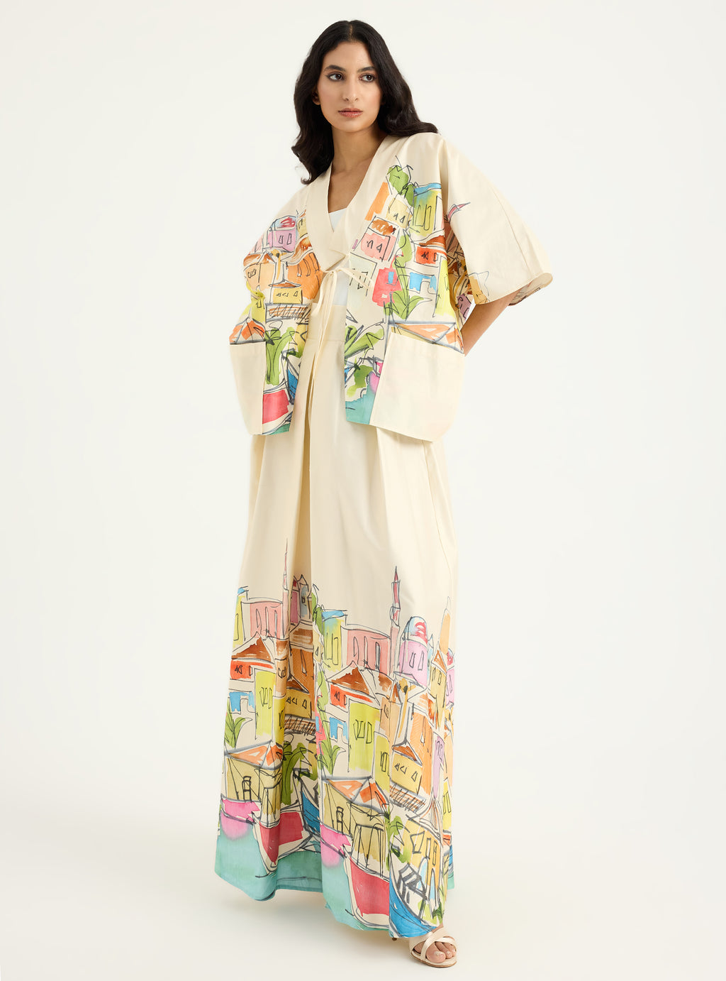 City Printed Cotton-poplin Jacket & Skirt Set - Store WF