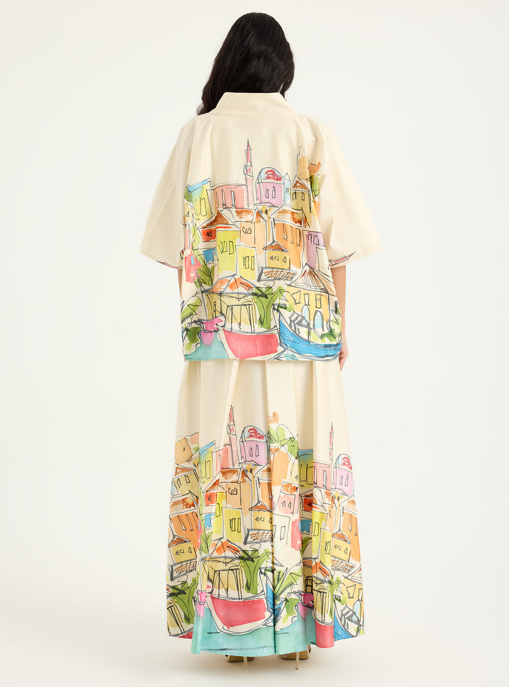 City Printed Cotton-poplin Jacket & Skirt Set - Store WF
