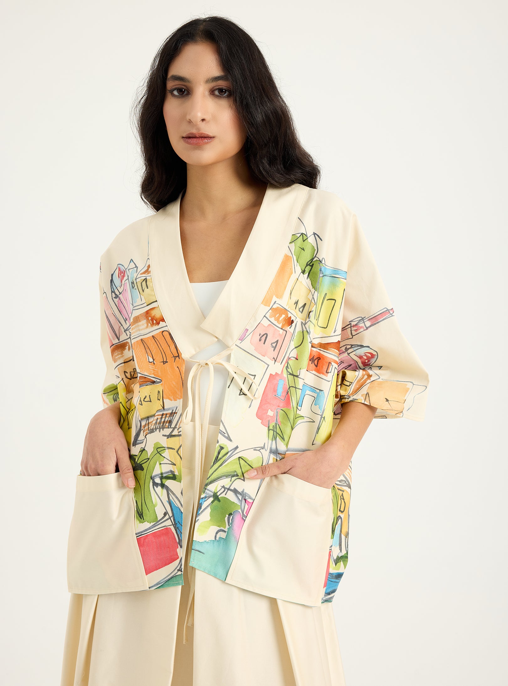 City Printed Cotton-poplin Jacket & Skirt Set - Store WF