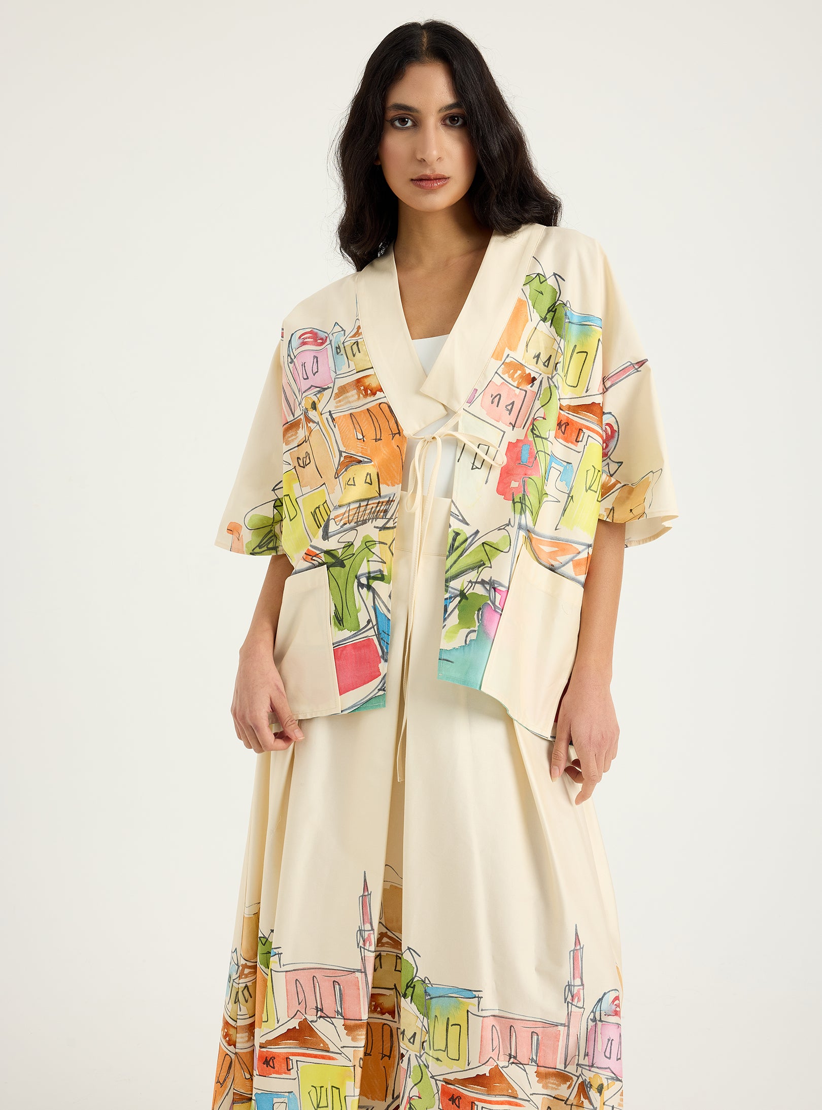 City Printed Cotton-poplin Jacket & Skirt Set - Store WF