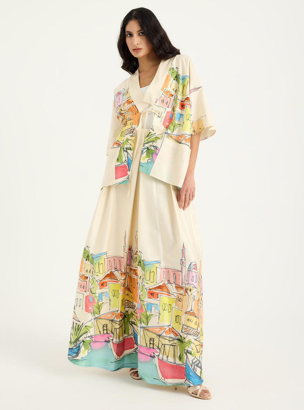 City Printed Cotton-poplin Jacket & Skirt Set - Store WF