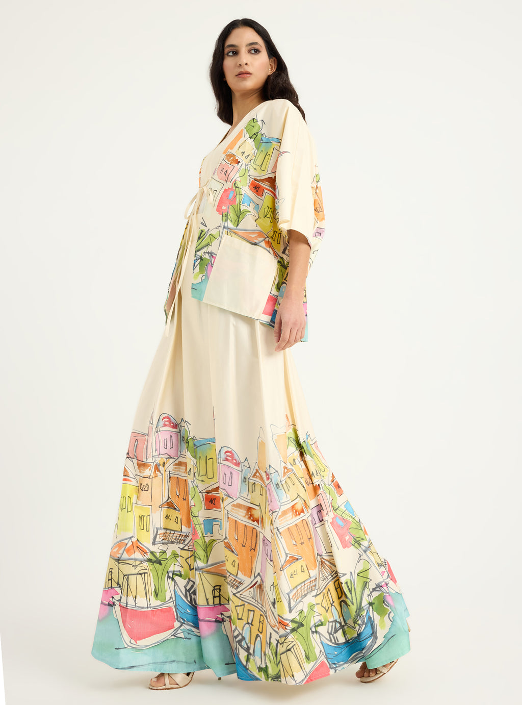 City Printed Cotton-poplin Jacket & Skirt Set - Store WF