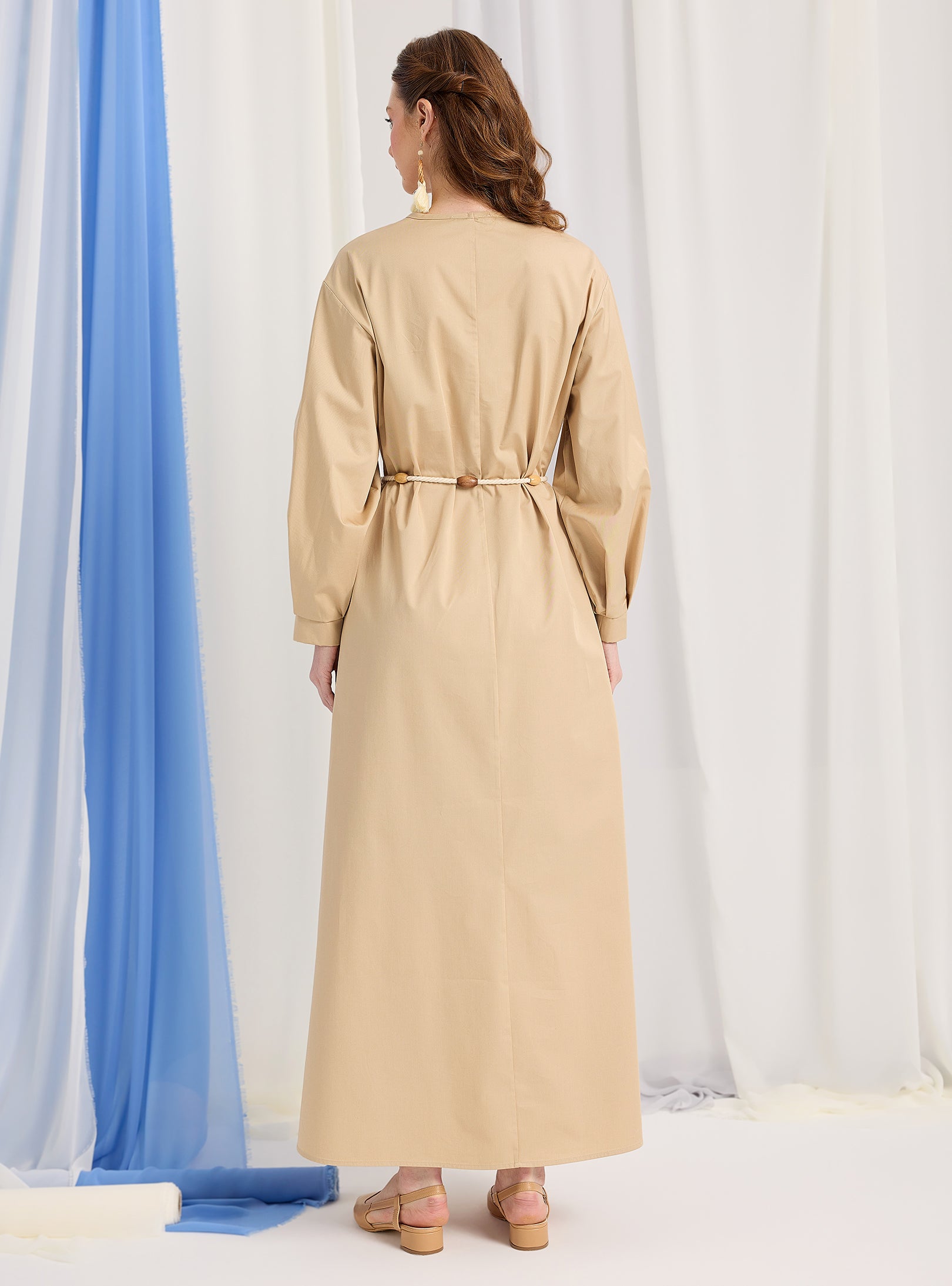 100% Cotton Poplin Belted Dress - Store WF