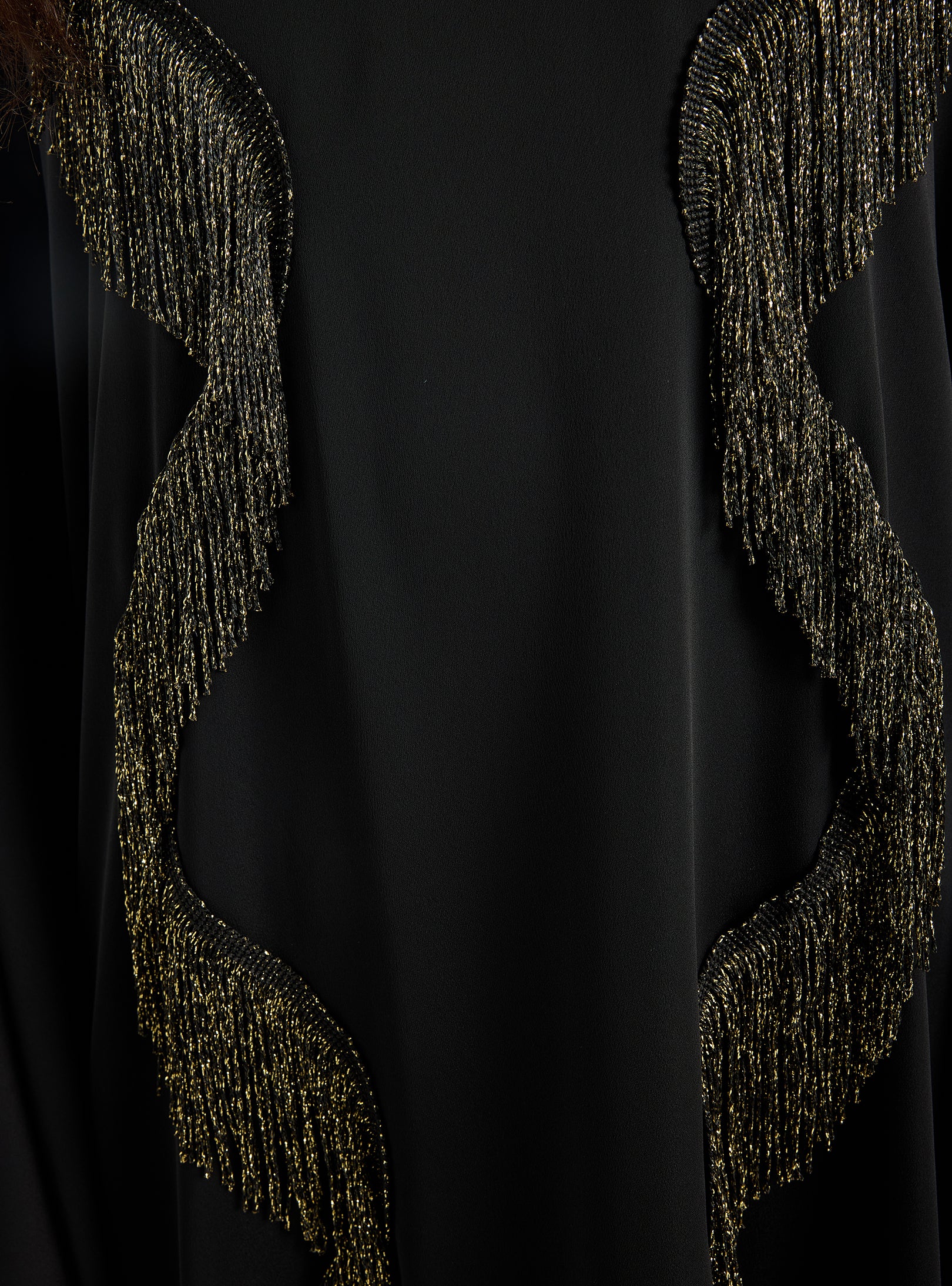 Gold Fringe Shirt Kaftan Dress Black - Store WF