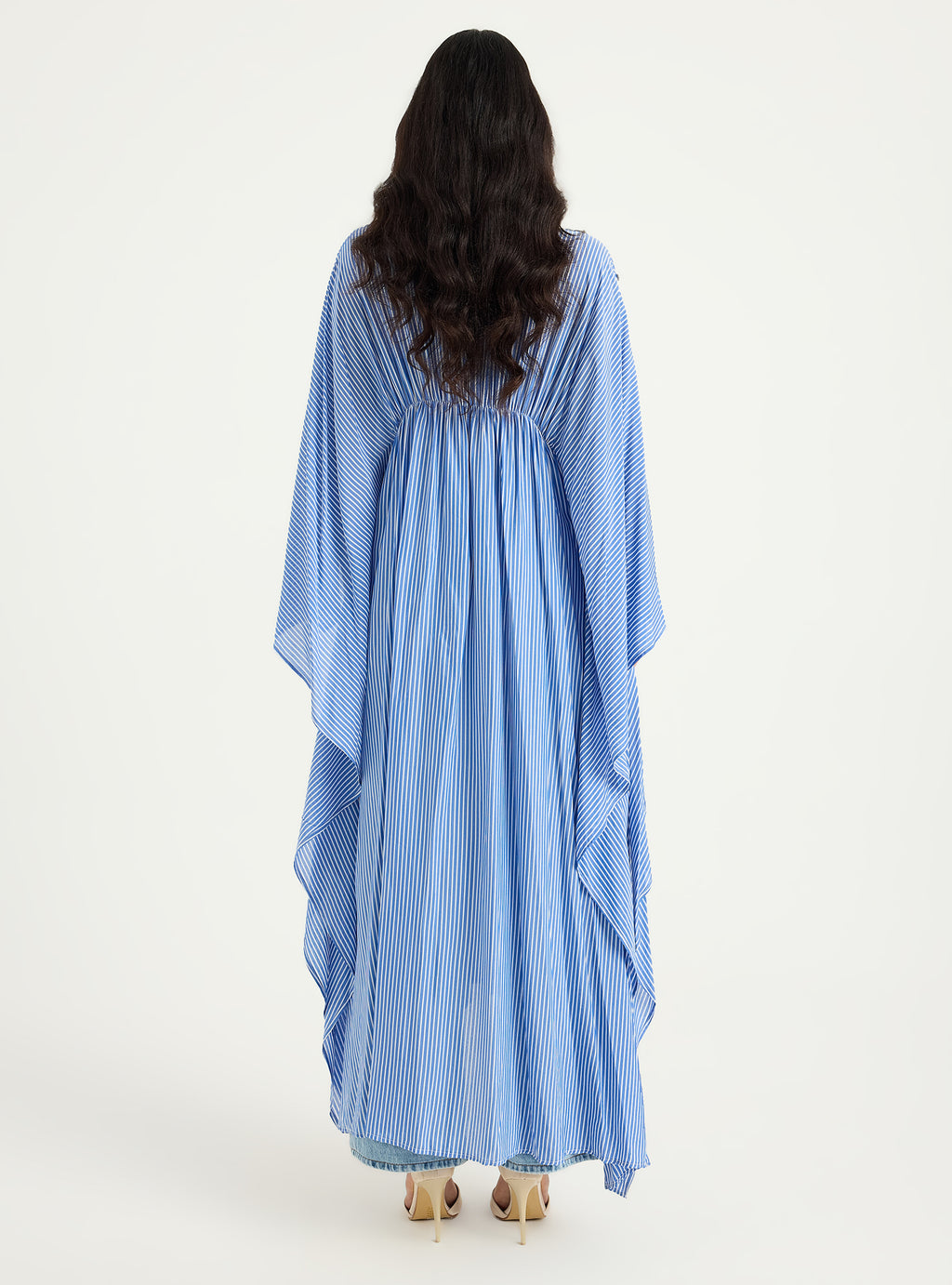 Striped Silver Embellishment Kaftan Dress - Store WF