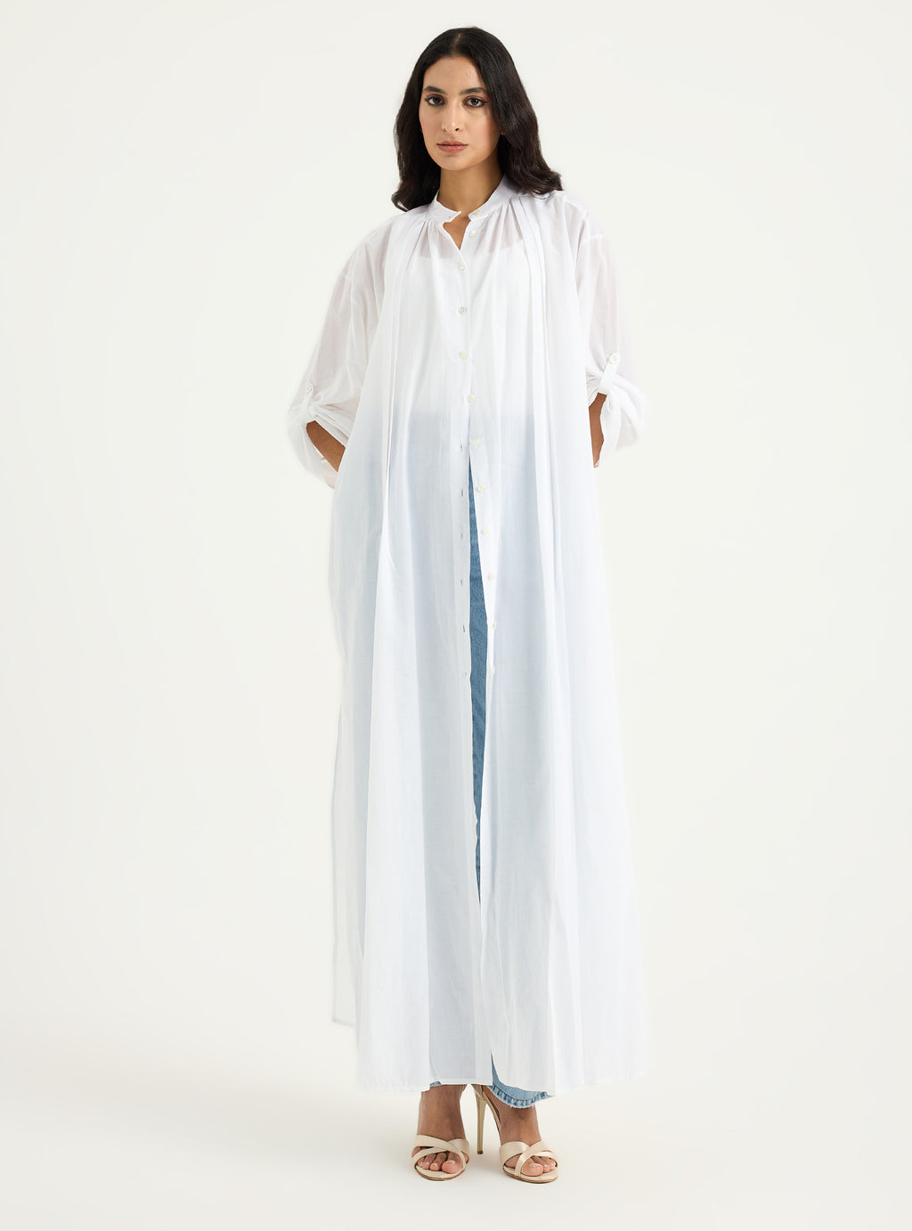 Cotton White Longline Shirt Tunic - Store WF