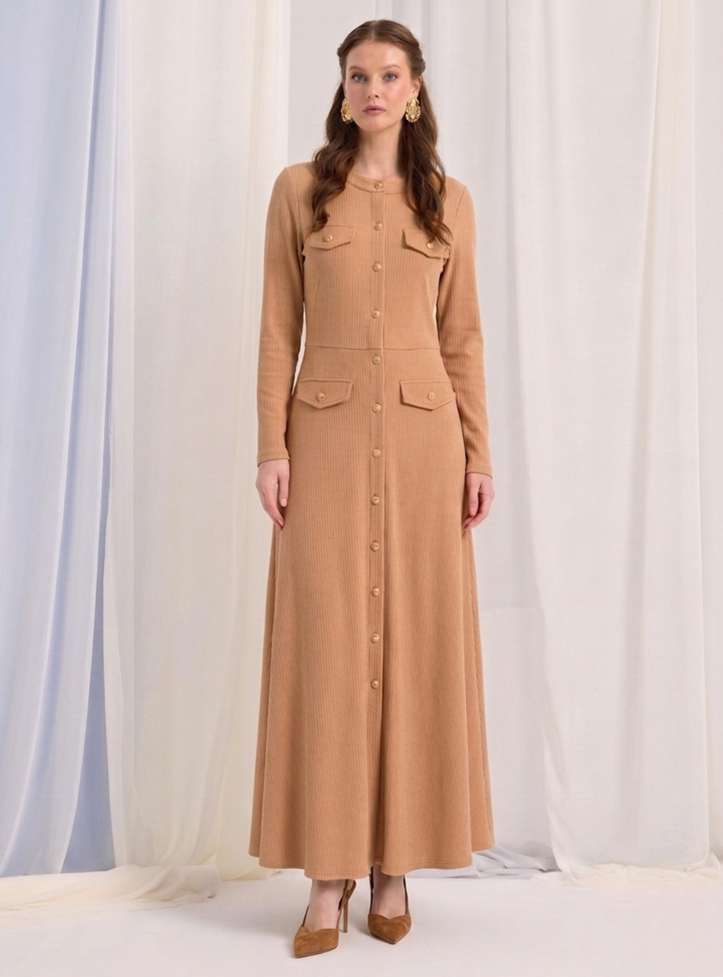 Signature Knit Dress with Gold Button - Store WF