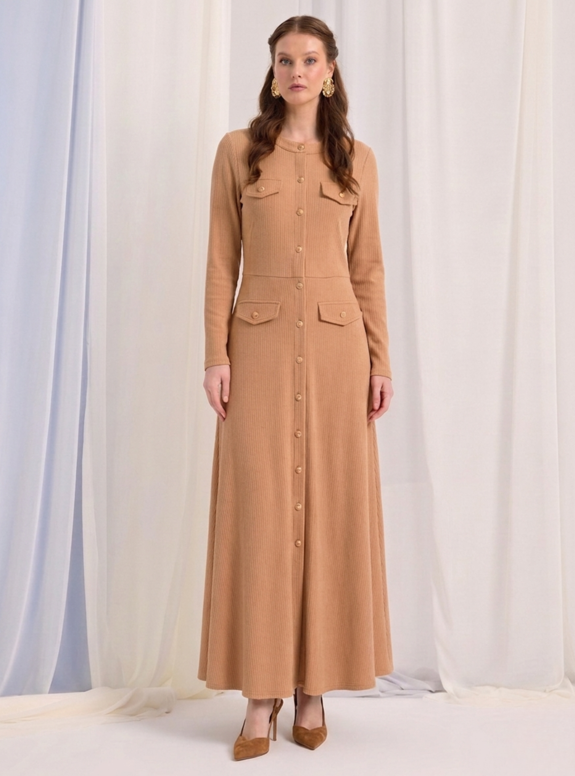 Signature Knit Dress with Gold Button - Store WF