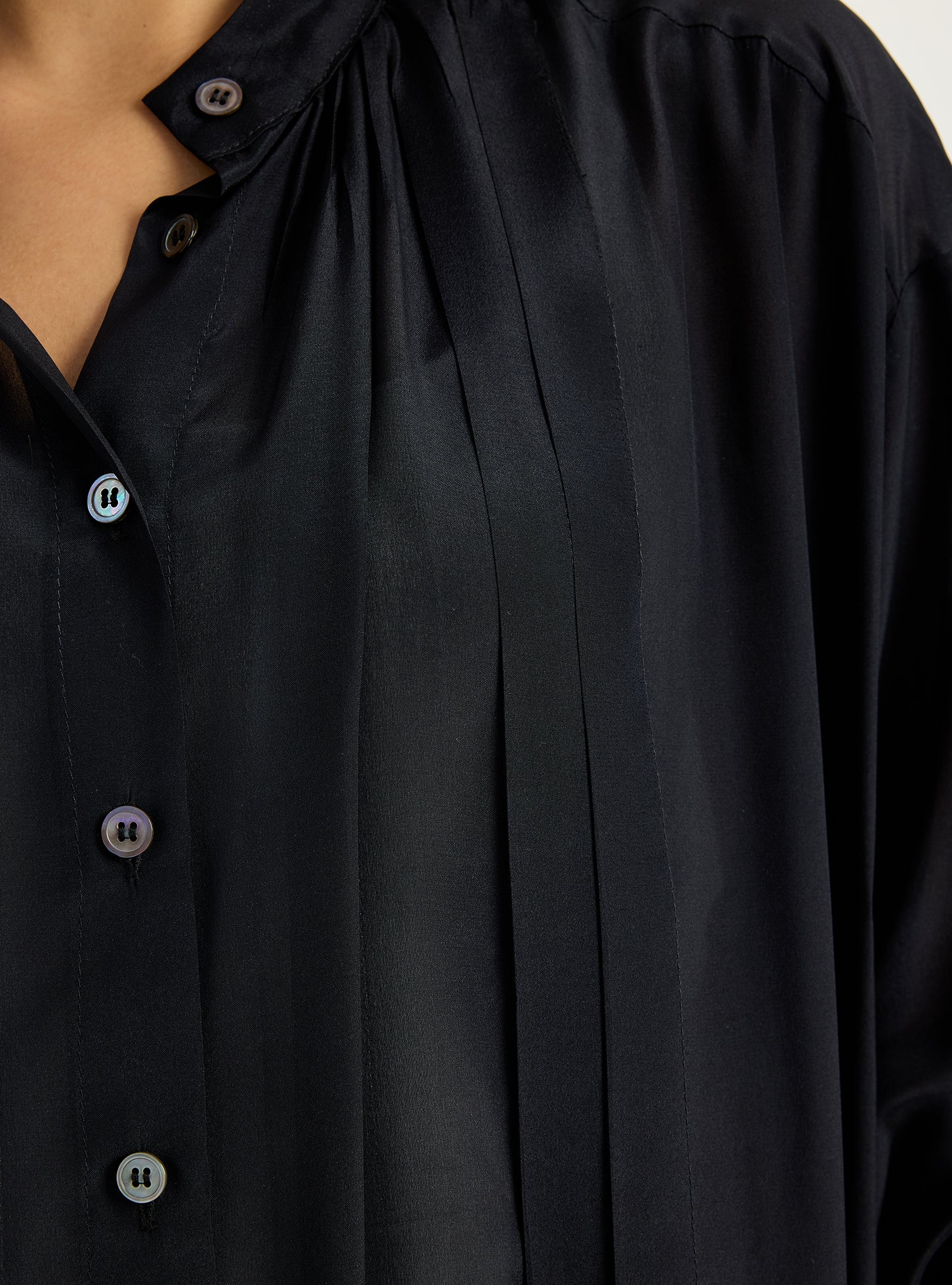 100% Silk Black Longline Shirt Tunic - Store WF