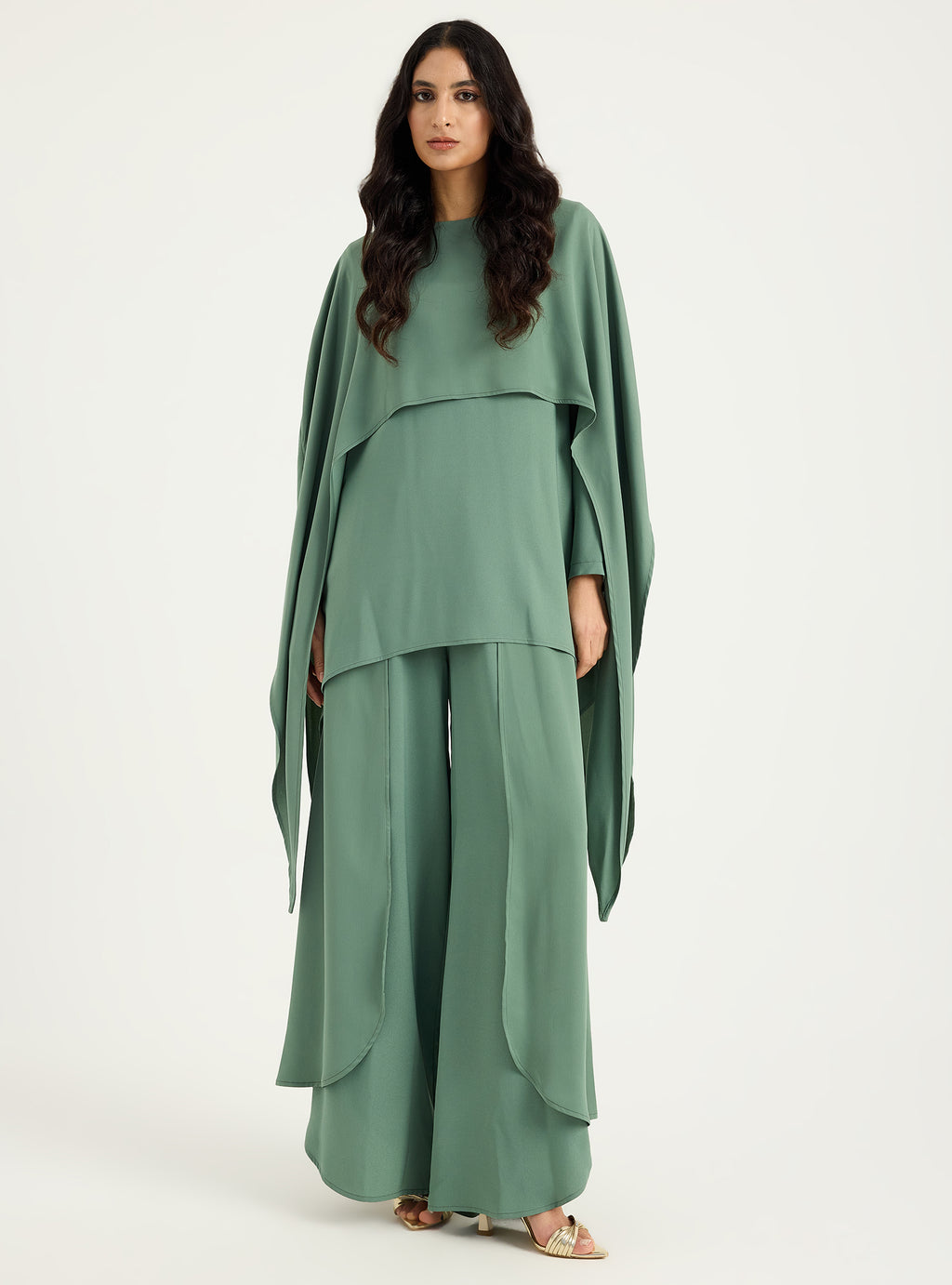 Cape-Effect Blouse & Trouser Set - Store WF