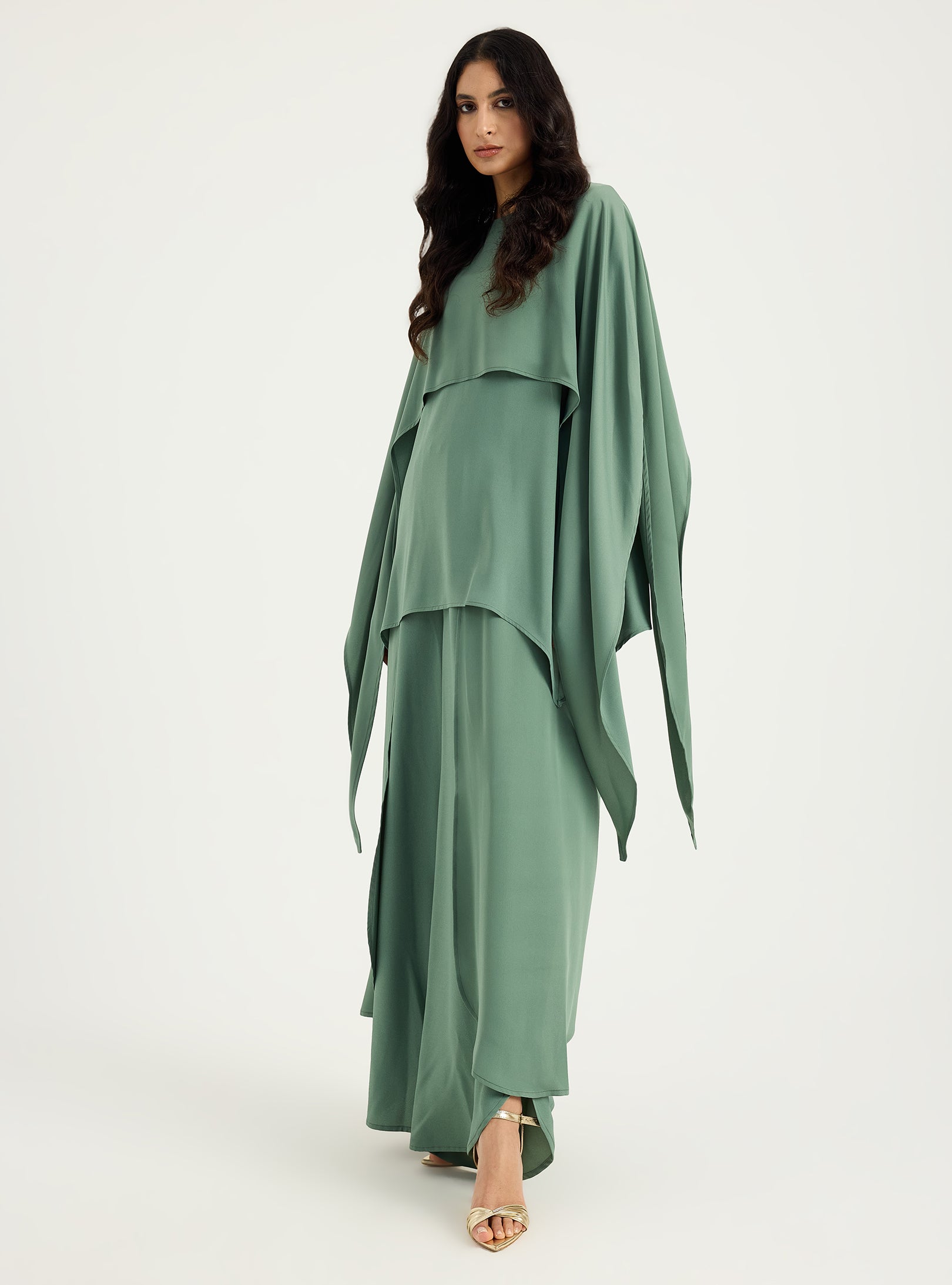 Cape-Effect Blouse & Trouser Set - Store WF
