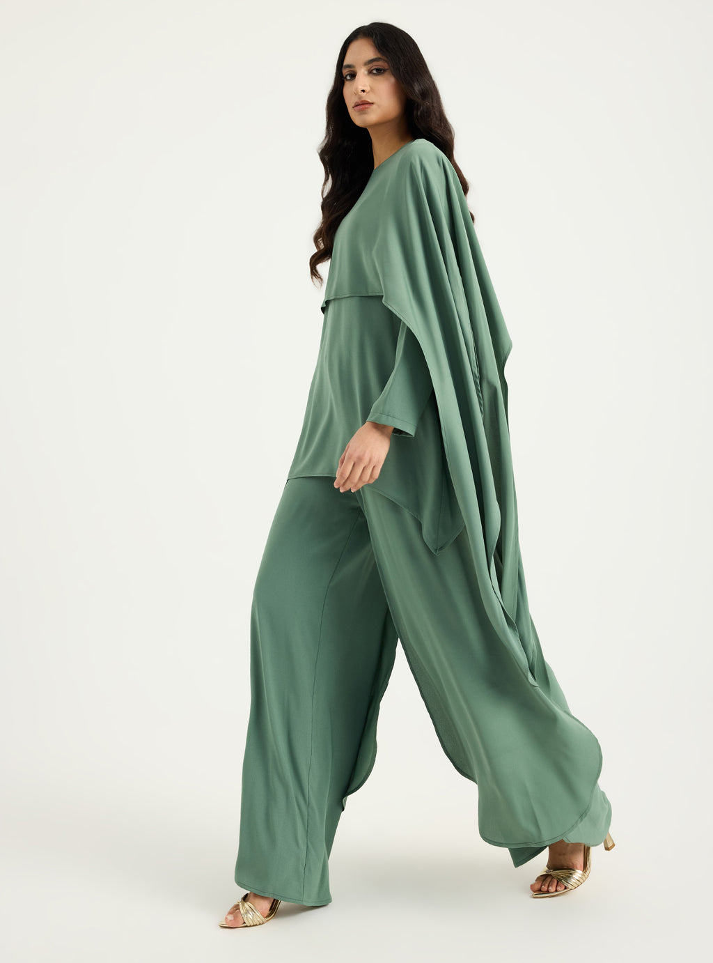 Cape-Effect Blouse & Trouser Set - Store WF
