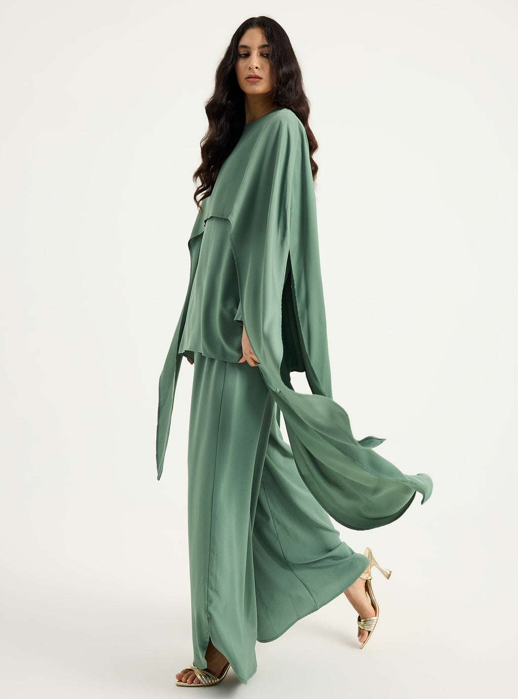 Cape-Effect Blouse & Trouser Set - Store WF