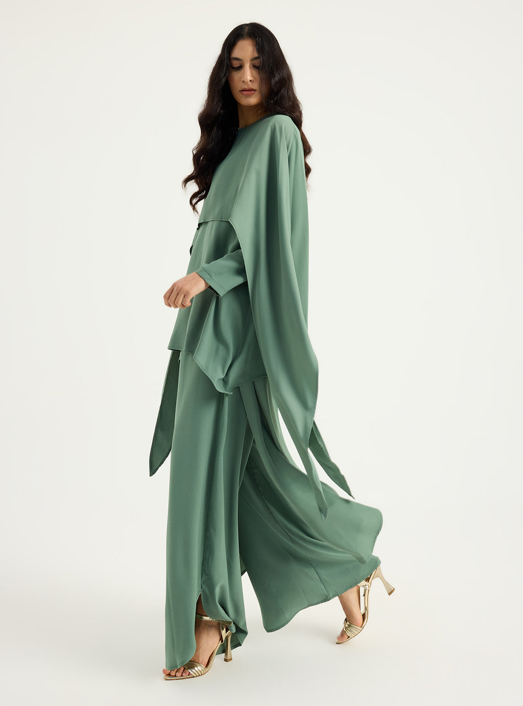 Cape-Effect Blouse & Trouser Set - Store WF