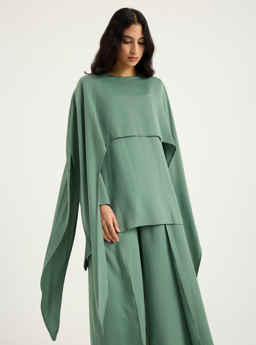 Cape-Effect Blouse & Trouser Set - Store WF