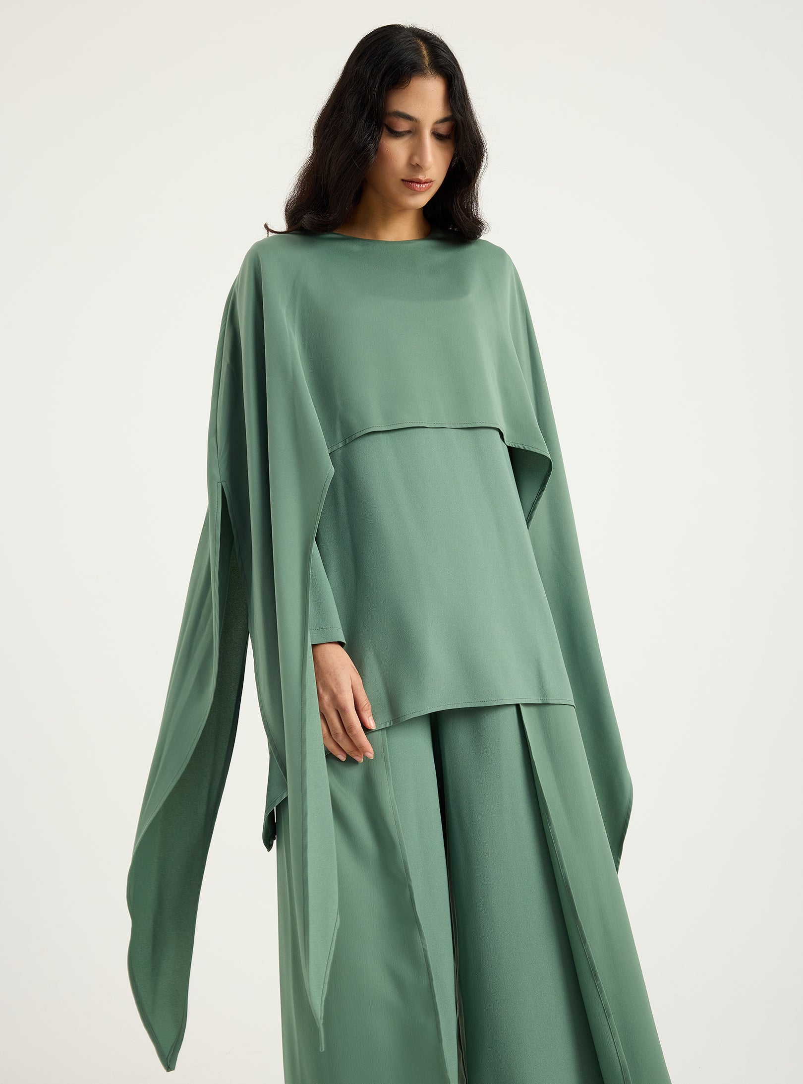 Cape-Effect Blouse & Trouser Set - Store WF