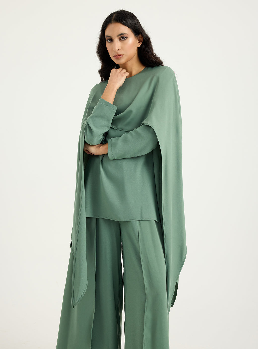 Cape-Effect Blouse & Trouser Set - Store WF