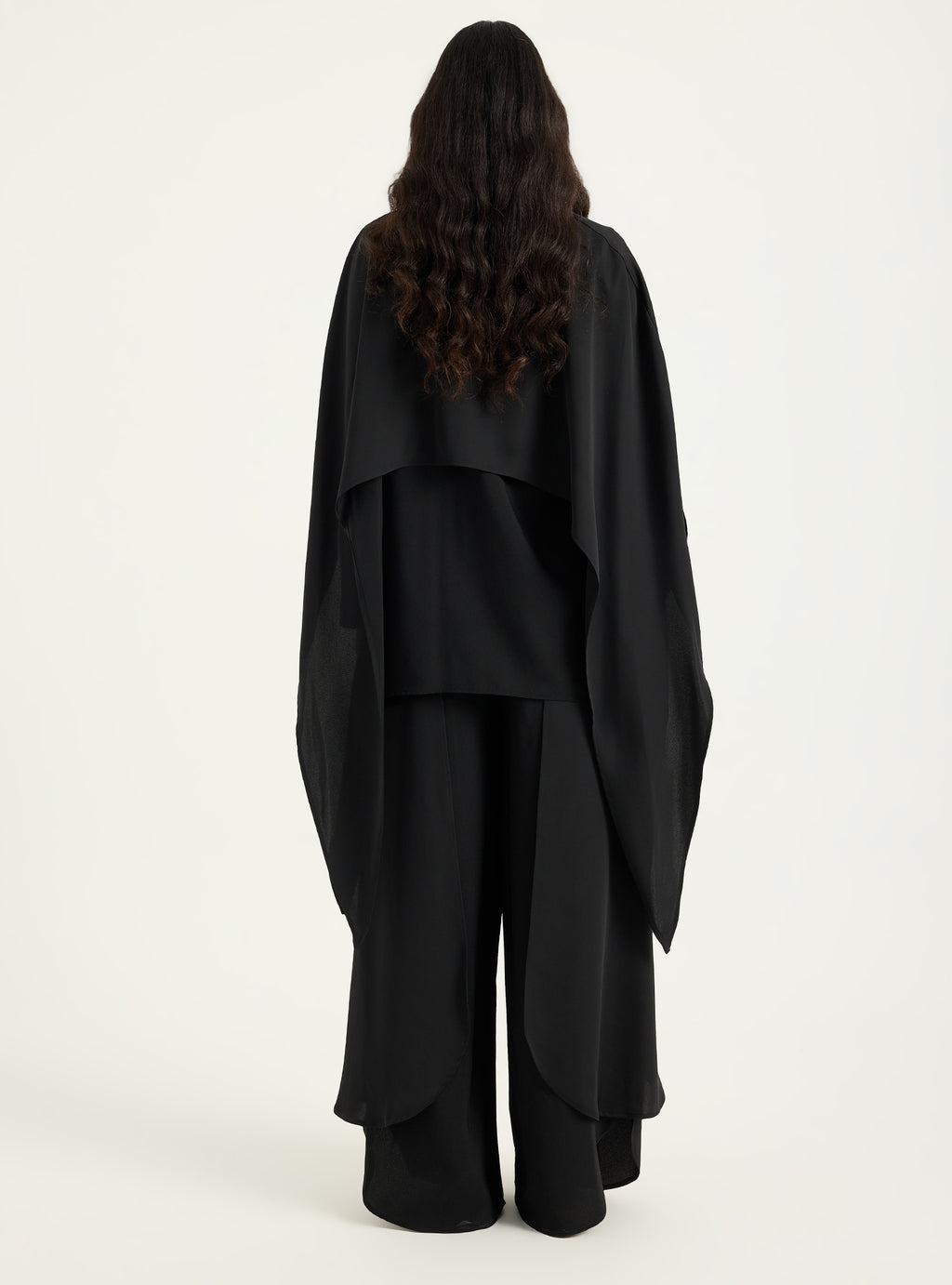Black Cape-Effect Blouse & Trouser Set - Store WF