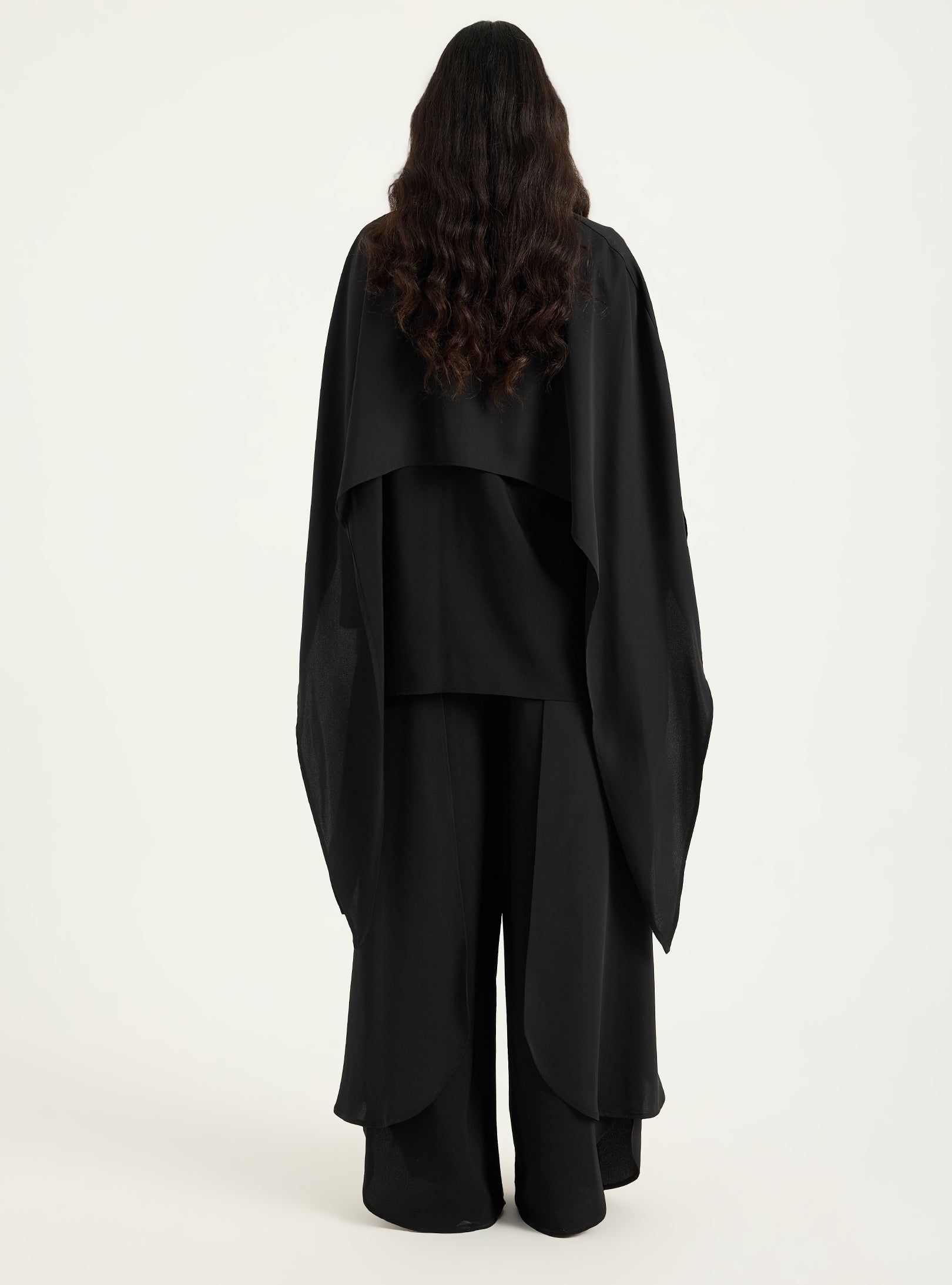 Black Cape-Effect Blouse & Trouser Set - Store WF
