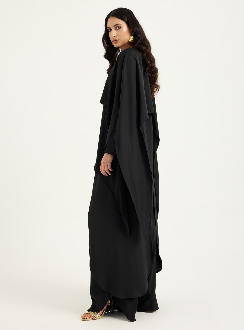 Black Cape-Effect Blouse & Trouser Set - Store WF